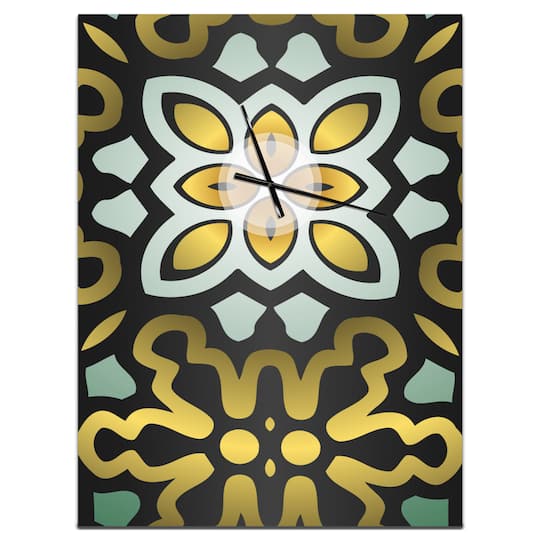 Designart 'Ethnic Floral Geometric Ornament Modern Rectangular Wall Clock